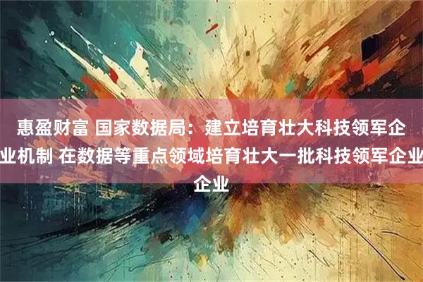 惠盈财富 国家数据局：建立培育壮大科技领军企业机制 在数据等重点领域培育壮大一批科技领军企业