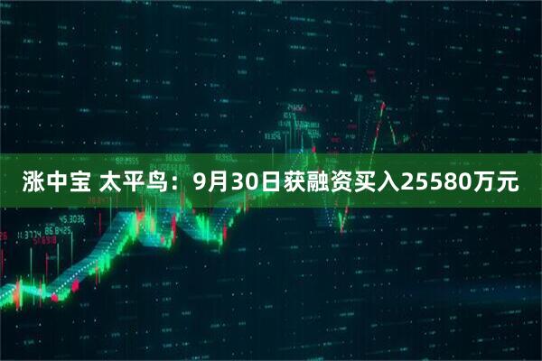 涨中宝 太平鸟：9月30日获融资买入25580万元